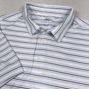 Mizzen Main Polo Shirt Men L Classic Fit Striped Stretch Performance Golf Casual